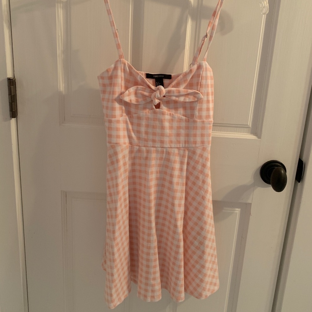 Tie Front Pink Gingham Mini Dress